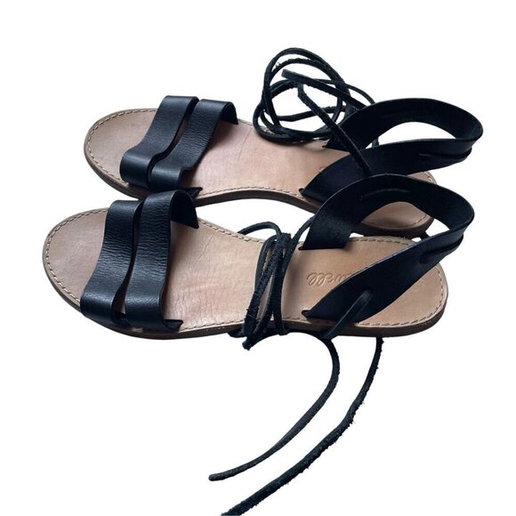 Madewell Shoes - Madewell Womens Black Leather Lace-Up Sandals Size 7